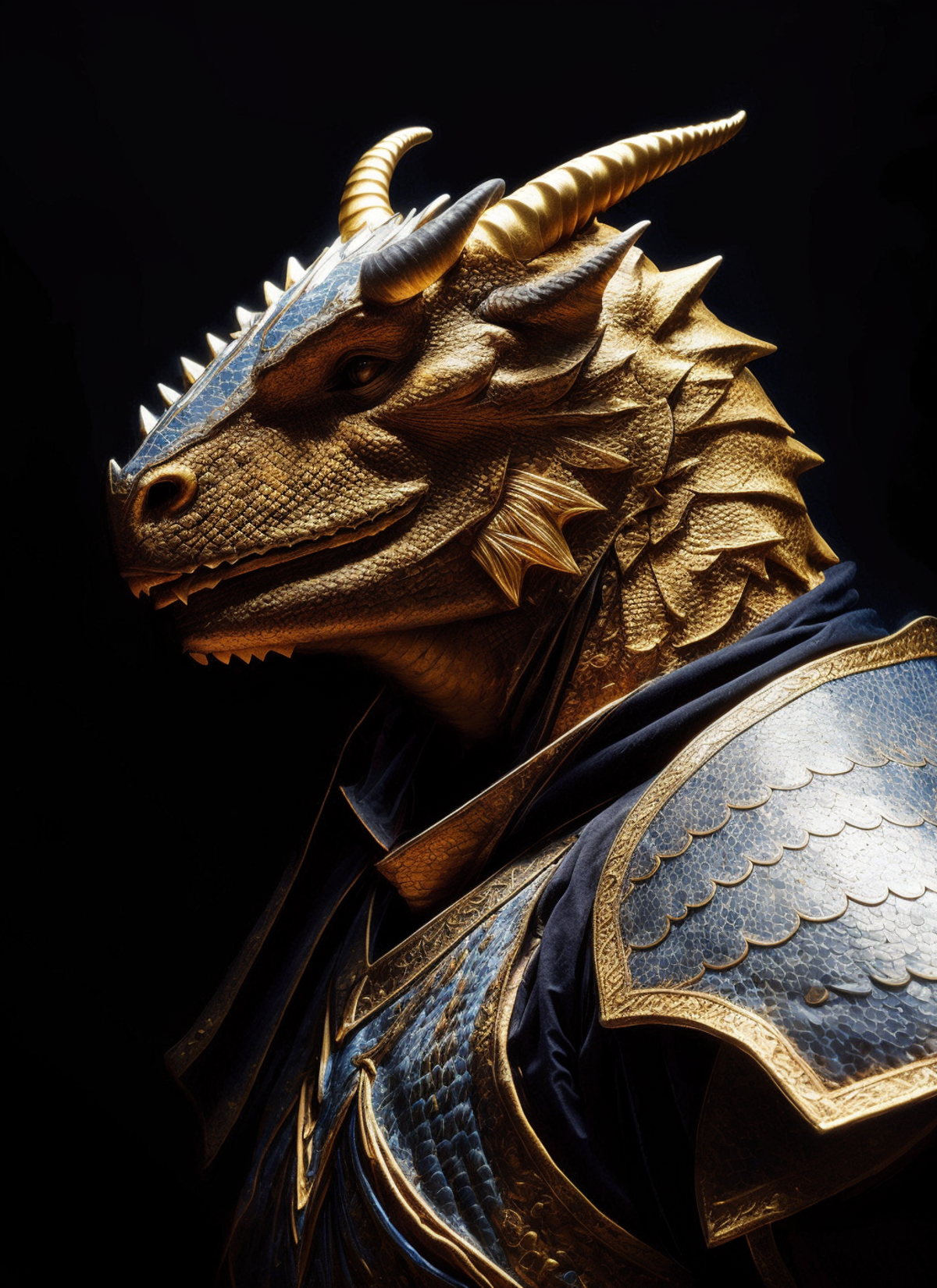 22072531-1650465307-dragonborn, male, horns, solo, scales, armor, tail, shoulder armor, pauldrons, upper body, closed mouth, black background__, ((m.png